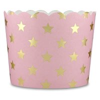 25 Muffin Backformen rosa, goldene Sterne, Durchmesser...