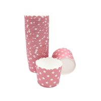 50 Muffin Backformen, rosa, weiße Sterne, Durchmesser 6,1 cm / Muffinbackform, Muffinform, Backformen, Backförmchen, Cupcake Formen, Muffin Förmchen Papier