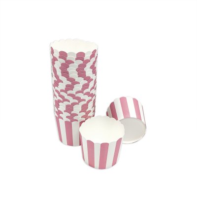 100 Muffin Backformen, rosa- weiße Streifen, Durchmesser 6,1 cm / Muffinbackform, Muffinform, Backformen, Backförmchen, Cupcake Formen, Muffin Förmchen Papier