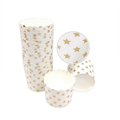 Muffin Backformen weiß, goldene Sterne, Durchmesser 6,1 cm