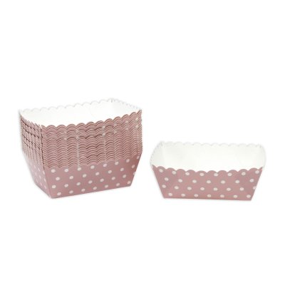 Kuchen Backformen 48 Stück, rosa weiße Punkte / Mini Kuchenform Backformen, Backförmchen, Papierbackform, Förmchen Papier Kastenform Einweg Backform