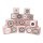 DIY Adventskalender Vorfreude zum Befüllen,24 Faltschachteln rosa weiße Sterne 7x7x7cm (gefaltet), XL Ziffern grau/Weihnachten, Aufkleber, Würfelbox, Faltverpackung, Schachteln