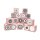 DIY Adventskalender Vorfreude zum Befüllen,Faltschachteln 12x rosa weiße Sterne,12x rosa 7x7x7cm (gefaltet), XL Ziffern grau/Weihnachten,Aufkleber,Würfelbox,Faltverpackung,Schachteln