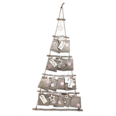 DIY Adventskalender Weihnachtsbaum grau Papiertüten, Ziffern rosa-grau, Höhe ca 110 cm / Adventskalender Weihnachten Advent Deko Tannenbaum