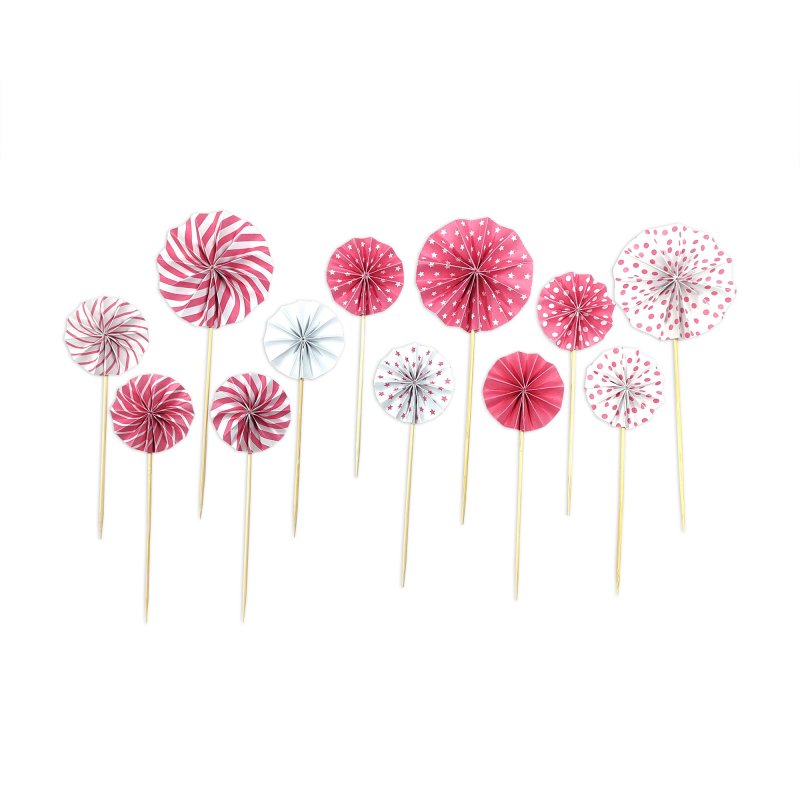 Kuchentopper Deko Rosetten pink / Topper, Kuchenstecker, Muffin, Gebu, 4,99 €