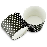 Muffin Backformen 25 Stück, groß Durchmesser 6,1 cm, schwarz / weiße Punkte, Höhe 5,5cm