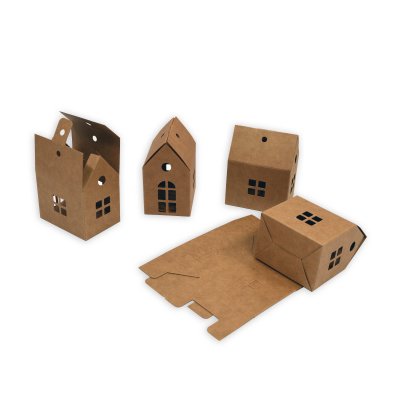 Frau WUNDERVoll® 12 Faltschachteln Haus 350g Kraftpapier 7x5x9 cm (gefaltet) / Würfelbox, Adventskalender, Pillow box, Faltverpackung, Geschenkverpackung, Weihnachten Advent Dekoration