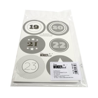 Frau WunderVoll Adventskalenderzahlen Aufkleber Pastell – 24 Stück, Ø 6 Cm, Für DIY-Kalender & Geschenke