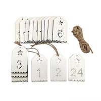 24 Adventskalenderzahlen aus Holz mit glitzer Effekt /...