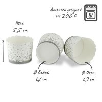 100 Muffin Backformen weiß, grau Konfetti Punkte, Durchmesser 6,1 cm/ Muffins Muffinbackform Muffinform Form Backförmchen Cupcake Formen Förmchen Papier Cupcakeformen