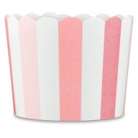 25 Muffin Backformen weiß rosa pink Streifen,...