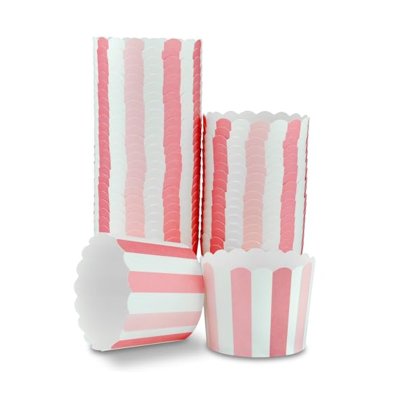100 Muffin Backformen weiß rosa pink Streifen, Durchmesser 6,1 cm / Muffins Muffinbackform Muffinform Form Backförmchen Cupcake Formen Förmchen Papier Cupcakeformen
