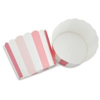 100 Muffin Backformen weiß rosa pink Streifen, Durchmesser 6,1 cm / Muffins Muffinbackform Muffinform Form Backförmchen Cupcake Formen Förmchen Papier Cupcakeformen