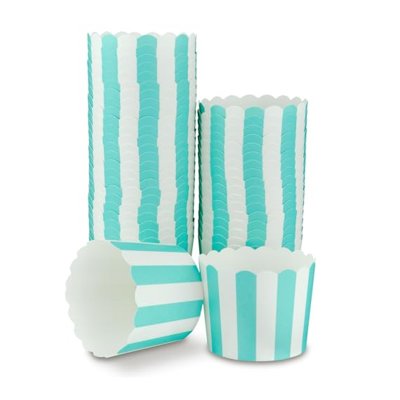 25 Muffin Backformen türkis mint, weiße Streifen, Durchmesser 6,1 cm / Muffins Muffinbackform Muffinform Form Backförmchen Cupcake Formen Förmchen Papier Cupcakeformen