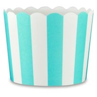 25 Muffin Backformen türkis mint, weiße Streifen, Durchmesser 6,1 cm / Muffins Muffinbackform Muffinform Form Backförmchen Cupcake Formen Förmchen Papier Cupcakeformen