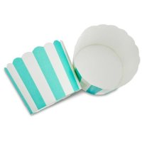 25 Muffin Backformen türkis mint, weiße Streifen, Durchmesser 6,1 cm / Muffins Muffinbackform Muffinform Form Backförmchen Cupcake Formen Förmchen Papier Cupcakeformen