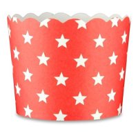 50 Muffin Backformen rot, weiße Sterne, Durchmesser 6,1 cm / Muffins Muffinbackform Muffinform Form Backförmchen Cupcake Formen Förmchen Papier Cupcakeformen
