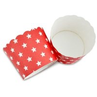 50 Muffin Backformen rot, weiße Sterne, Durchmesser 6,1 cm / Muffins Muffinbackform Muffinform Form Backförmchen Cupcake Formen Förmchen Papier Cupcakeformen