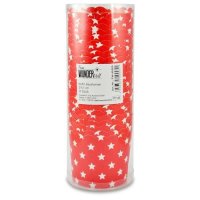 100 Muffin Backformen rot, weiße Sterne, Durchmesser 6,1 cm / Muffins Muffinbackform Muffinform Form Backförmchen Cupcake Formen Förmchen Papier Cupcakeformen