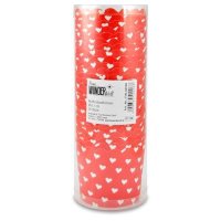 25 Muffin Backformen rot, weiße Herzen, Durchmesser 6,1 cm / Muffins Muffinbackform Muffinform Form Backförmchen Cupcake Formen Förmchen Papier Cupcakeformen
