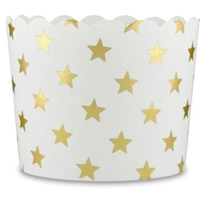 100 Muffin Backformen weiß gold (metallic) Sterne Durchmesser 6,1 cm / goldene Muffins Muffinbackform Muffinform Form Backförmchen Cupcake Formen Förmchen Papier Cupcakeformen