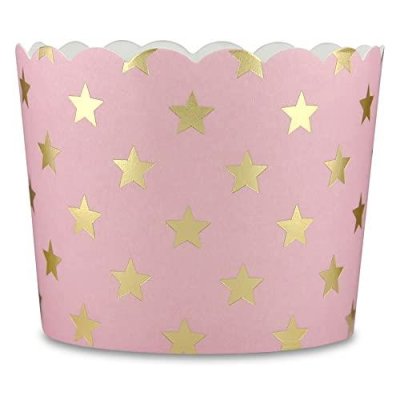 50 Muffin Backformen rosa gold (metallic) Sterne Durchmesser 6,1 cm / goldene Muffins Muffinbackform Muffinform Form Backförmchen Cupcake Formen Förmchen Papier Cupcakeformen