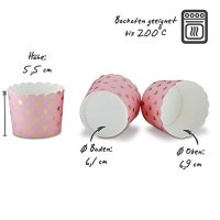 100 Muffin Backformen rosa gold (metallic) Sterne Durchmesser 6,1 cm / goldene Muffins Muffinbackform Muffinform Form Backförmchen Cupcake Formen Förmchen Papier Cupcakeformen