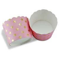 100 Muffin Backformen rosa gold (metallic) Sterne Durchmesser 6,1 cm / goldene Muffins Muffinbackform Muffinform Form Backförmchen Cupcake Formen Förmchen Papier Cupcakeformen