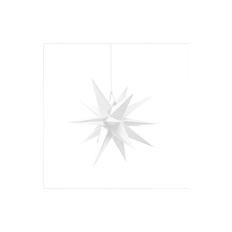 B-Ware/Angebot 3D-Faltsterne matt weiß 1 Stück Durchmesser 50 cm 18 Zacken geschlossene Oberfläche Feste Pappe / Weihnachtsstern, Adventsstern, Weihnachten, Advent, Fenster Dekoration