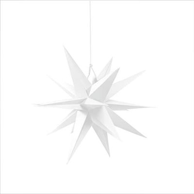 B-Ware/Angebot 3D-Faltsterne matt weiß 1 Stück Durchmesser 50 cm 18 Zacken geschlossene Oberfläche Feste Pappe / Weihnachtsstern, Adventsstern, Weihnachten, Advent, Fenster Dekoration