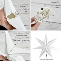 Premium Faltsterne matt weiß m. Magnetverschluss 5 Stück (3x Ø 30cm + 2x Ø 40cm) 7 Zacken geschlossene Oberfläche / Weihnachtsstern Adventsstern Weihnachten Advent Fenster Papierstern