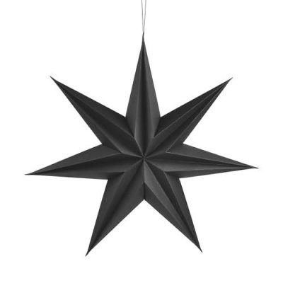 Premium Faltsterne matt schwarz mit Magnetverschluss 1 Stück Durchmesser 40cm, 7 Zacken geschlossene Oberfläche / Weihnachtsstern Adventsstern Weihnachten Advent Fenster Papierstern