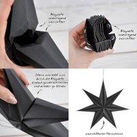 Premium Faltsterne matt schwarz mit Magnetverschluss 1 Stück Durchmesser 50cm, 7 Zacken geschlossene Oberfläche / Weihnachtsstern Adventsstern Weihnachten Advent Fenster Papierstern
