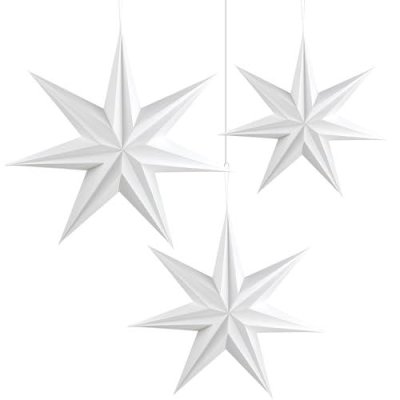 Premium Faltsterne matt weiß mit Magnetverschluss 3 Stück Durchmesser 30cm, 7 Zacken geschlossene Oberfläche / Weihnachtsstern Adventsstern Weihnachten Advent Fenster Papierstern