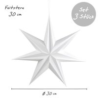 Premium Faltsterne matt weiß mit Magnetverschluss 3 Stück Durchmesser 30cm, 7 Zacken geschlossene Oberfläche / Weihnachtsstern Adventsstern Weihnachten Advent Fenster Papierstern