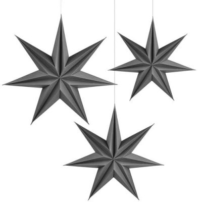Premium Faltsterne matt grau mit Magnetverschluss 3 Stück Durchmesser 40cm, 7 Zacken geschlossene Oberfläche / Weihnachtsstern Adventsstern Weihnachten Advent Fenster Papierstern