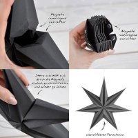 Premium Faltsterne matt grau mit Magnetverschluss 3 Stück Durchmesser 40cm, 7 Zacken geschlossene Oberfläche / Weihnachtsstern Adventsstern Weihnachten Advent Fenster Papierstern