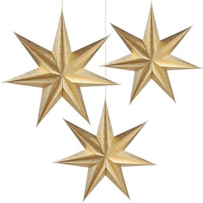 Premium Faltsterne gold (metallic) m. Magnetverschluss 3 Stck Durchm,  12,99