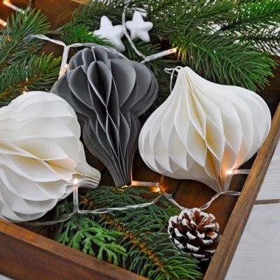 Premium 6er Set Weihnachtsdeko Christbaumschmuck Papier grau Magnetve, 7,99 €