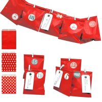 Frau WUNDERVoll DIY Adventskalender – 24 Papiertüten 13x16,5cm Mit Zahlen, Holzklammern & Schleifenband