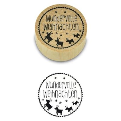 Stempel - Wundervolle Weihnachten- aus Holz, Schrift-/ Motivgröße: Ø 3,5cm / Weihnachten, Adventskalender, Motivstempel, Handstempel, Dekostempel, Gummistempel, Stempel, Geschenke