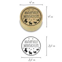 Stempel - Wundervolle Weihnachten- aus Holz, Schrift-/ Motivgröße: Ø 3,5cm / Weihnachten, Adventskalender, Motivstempel, Handstempel, Dekostempel, Gummistempel, Stempel, Geschenke