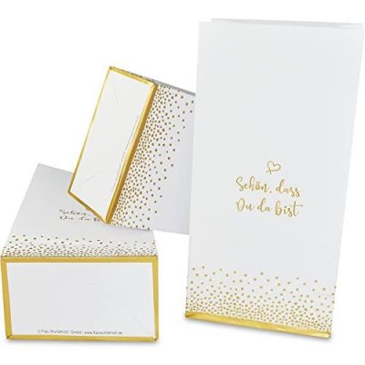 60 Papiertüten mit Boden, SCHÖN, DASS DU DA BIST, gold, 12x7x24cm / Blockbodenbeutel, Tüte, Papierbeutel, Papiertüte, Geschenktüte, Geschenkbeutel, Gastgeschenk, Hochzeit, Falttasche