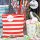 25 PAPIERTÜTEN ROT, STREIFEN 13 x 16,5 cm, 45 Gramm Papier, flach / Candy Bar, Hochzeit, Kindergeburtstag, Papiertütchen, Candybag, Tüten, Mitgebseltüten