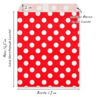 25 PAPIERTÜTEN ROT, PUNKTE 13 x 16,5 cm, 45 Gramm Papier, flach / Candy Bar, Hochzeit, Kindergeburtstag, Papiertütchen, Candybag, Tüten, Mitgebseltüten