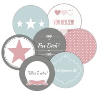 48 AUFKLEBER FRAU WUNDERVOLL, BUNT, Durchmesser 4 cm / Sticker, Hochzeit, Sticker Hochzeit, Kindergeburtstag