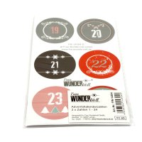 Adventskalenderzahlen in liebevoll gestalteten Designs 48 Aufkleber, für 2 Kalender, bunt, Durchmesser 4 cm