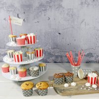 50 MUFFIN BACKFORMEN GRAU, WEISSE STERNE Durchmesser 6,1 cm / Muffinbackform, Muffinform, Backformen, Backförmchen, Cupcake Formen, Muffin Förmchen Papier