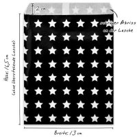 25 Papiertüten schwarz Sterne, 13 x 16,5 cm, 45 Gramm Papier, flach / Candy Bar, Hochzeit, Kindergeburtstag, Papiertütchen, Candybag, Tüten, Mitgebseltüten