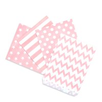 100 PAPIERTÜTEN ROSA, STERNE, STREIFEN, PUNKTE, ZACKEN 13 x 16,5 cm, 45 Gramm Papier, flach / Candy Bar, Hochzeit, Kindergeburtstag, Papiertütchen, Candybag